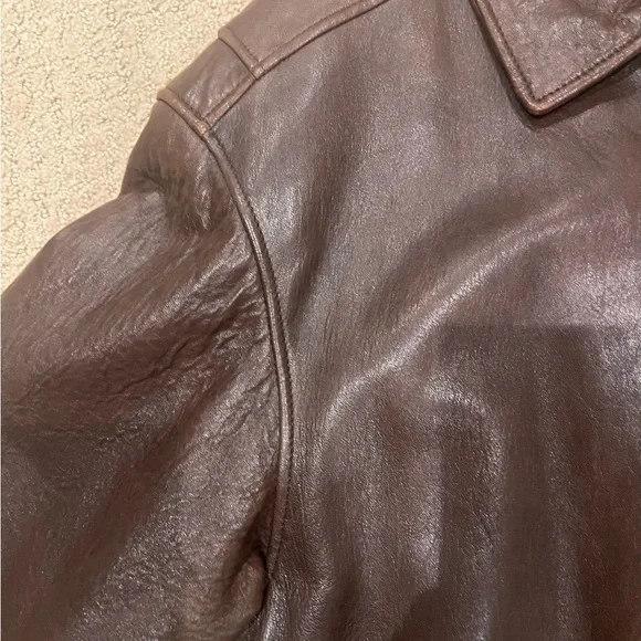 Men's Classic Brown 100% Leather Bomber Jacket - Picture 8 of 17